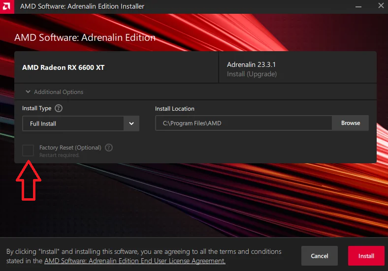 Factory Reset en AMD Software